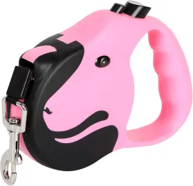 Upgraded Retractable Dog Leash, 360 Tangle-Free Dog Walking Leash for Heavy Duty up to 33lbs, 16.5ft Strong Reflective Nylon Tape with Anti-Slip Handle, One-Handed Brake, Pause, LockPink