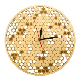 Wood Clock Watch Kitchen Rustic Hanging Clock Modern Geometric Clock Honeycombs Wooden  Art Bee Lover  for Family