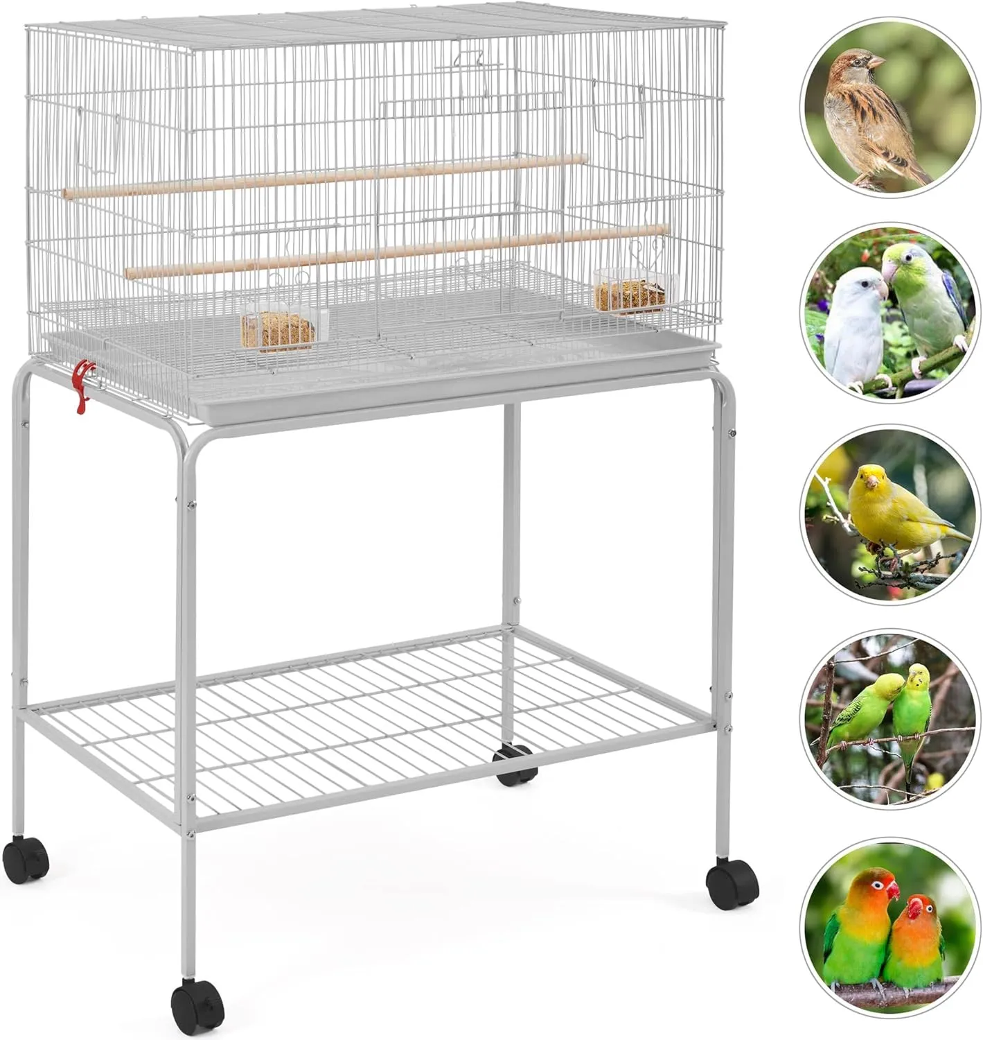 Yaheetech 47'' Height Metal Flight Bird Cage Parrot cage for Parakeets Conures Budgies Lovebirds with Rolling Stand