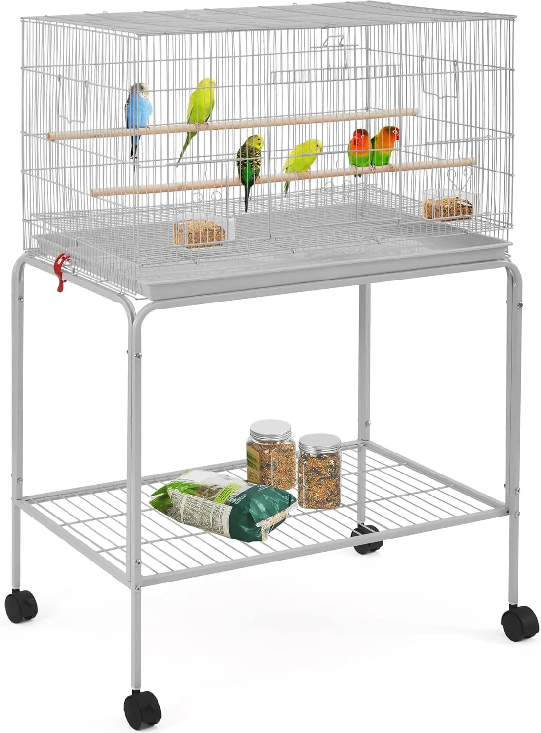 Yaheetech 47'' Height Metal Flight Bird Cage Parrot cage for Parakeets Conures Budgies Lovebirds with Rolling Stand