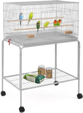 Yaheetech 47'' Height Metal Flight Bird Cage Parrot cage for Parakeets Conures Budgies Lovebirds with Rolling Stand