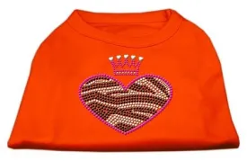 Zebra Heart Rhinestone Dog Shirt Orange Sm (10)